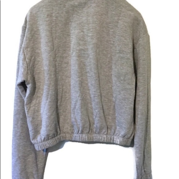 NWOT HoneyBum grey zip up pullover cropped sweatshirt - Picture 3 of 6